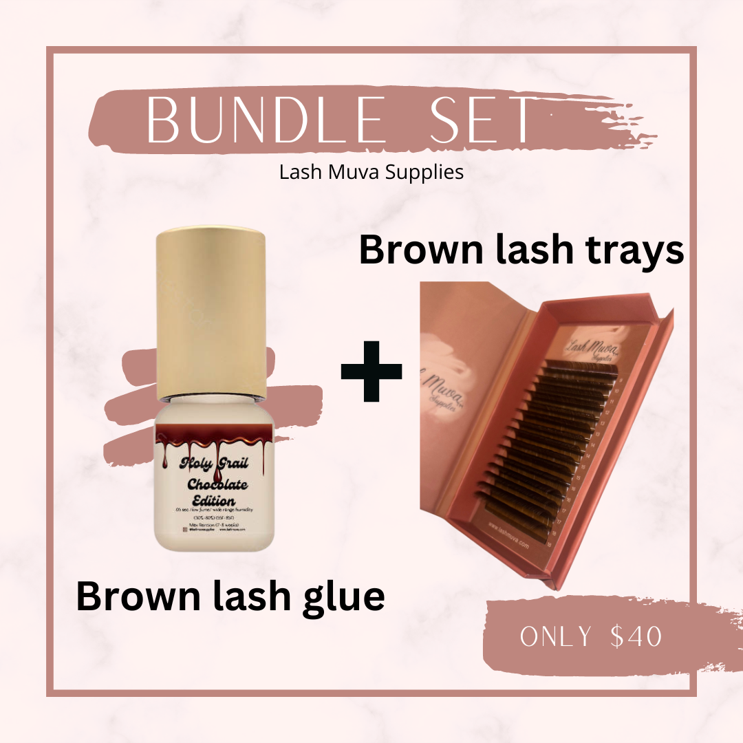 Bundle - Brown Lash Glue & . 05 Brown Lash trays